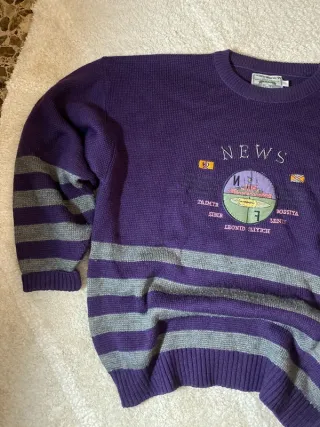 Jersey Retro Morado Rayas Grises