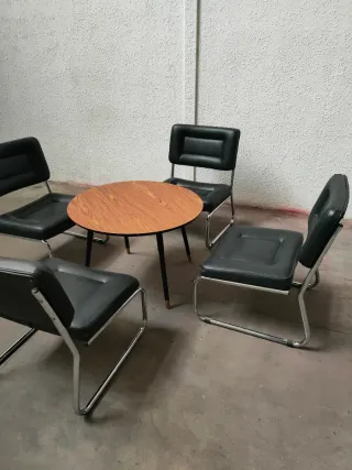 Sillón Mesa Piel Mid Century.