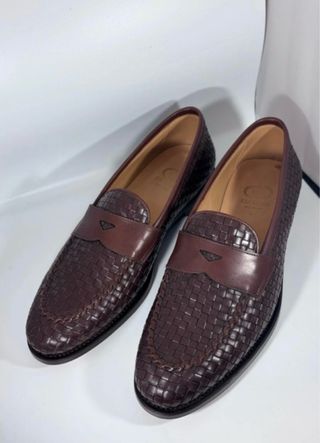 Mocassini artigianali in pelle intrecciata