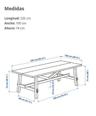 Mesa Comedor Madera y Metal IKEA SKOGSTA