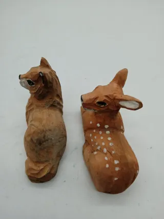 Coppia animaletti in legno artigianali