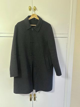 Abrigo Mango de lana gris oscuro