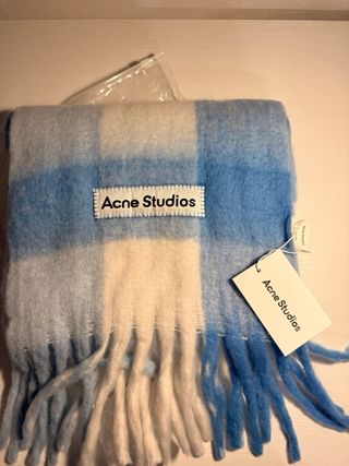 Sciarpa Acne Studios a quadri azzurra