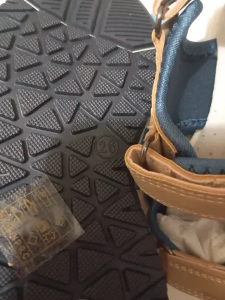 Sandalias niño piel azul y marrón