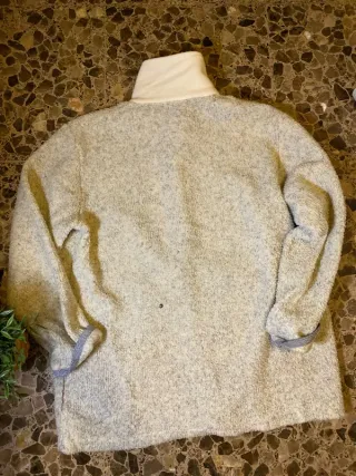 Jersey cardigan retro blanco y gris