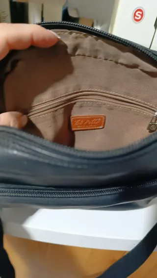 Bolso bandolera negro piel