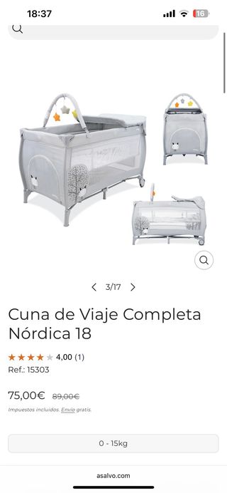 Cuna de viaje Asalvo sin estrenar