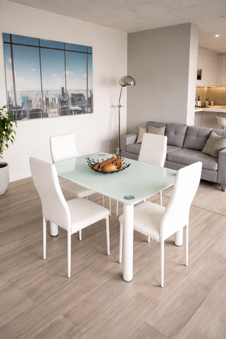Mesa de comedor cristal templado + 4 sillas