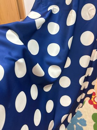 Vestido Moncho Heredia fiesta azul lunares amarill