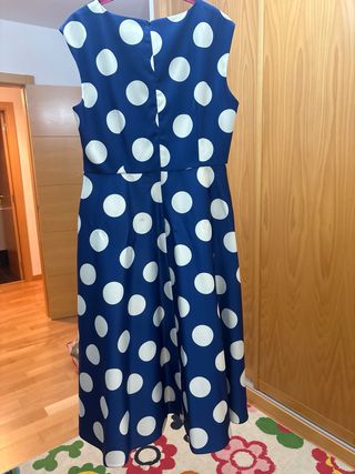 Vestido Moncho Heredia fiesta azul lunares amarill