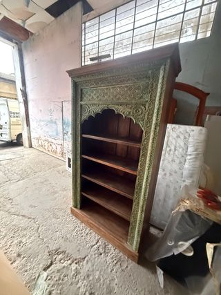 Mobile etnico legno intagliato verde