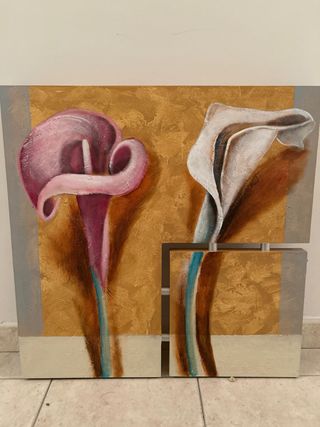 Cuadro Original Flores Calla 63x63