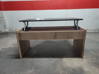 Mesa centro elevable roble y mármol