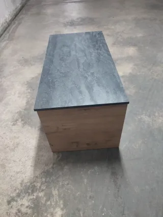 Mesa centro elevable roble y mármol