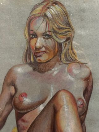 Cuadro de mujer desnuda, dibujo a lápiz
