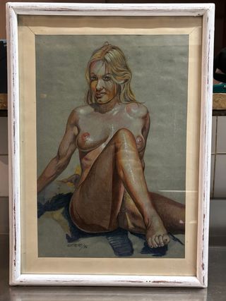 Cuadro de mujer desnuda, dibujo a lápiz