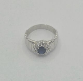 Anillo Oro Blanco Zafiro Central