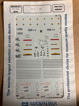 Microscale 72-276 US F-16 Decal