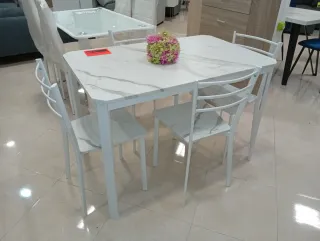 Mesa comedor mármol metal y sillas Info742018324