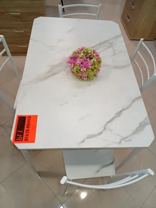 Mesa comedor mármol metal y sillas Info742018324