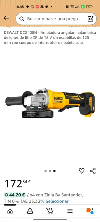 Radial a batería DeWalt