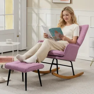 Sillón Mecedora Rosa con Reposapiés
