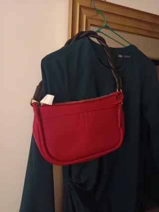 Bolso Mango Fucsia de hombro con asa media