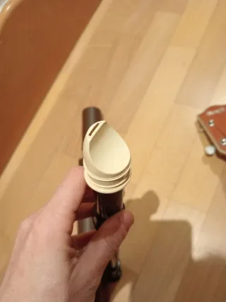 Flauta dulce negra con funda