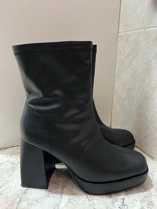 Botines negros plataforma tacón grueso