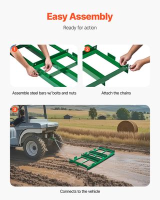 Erpice Trainato 1220 x 500 x100mm Barre Regolabili