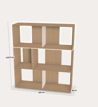 Set Litto de  4 estanterías modulares de chapa de roble