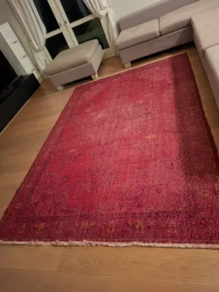 Tappeto Vintage Rosso Annodato a Mano