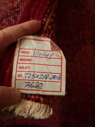 Tappeto Vintage Rosso Annodato a Mano