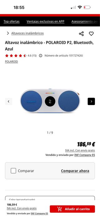 Altavoz Polaroid P2 Bluetooth Azul