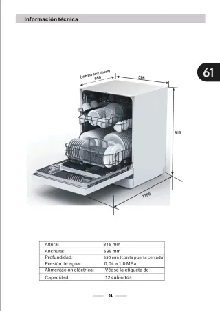 Lavavajillas Fagor 60cm Panelable