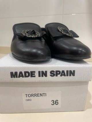 Zapatos Fallero Negros con Hebilla plata
