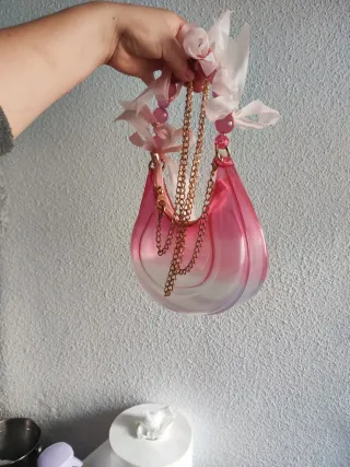 Bolso Hombro Transparente Rosa Perlas