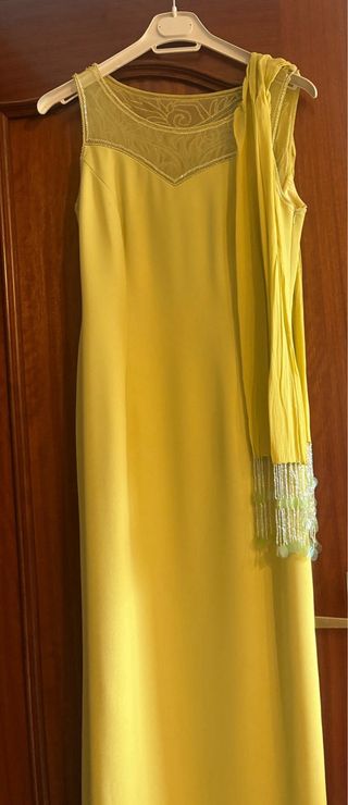 Vestido fiesta amarillo lentejuelas talla 40