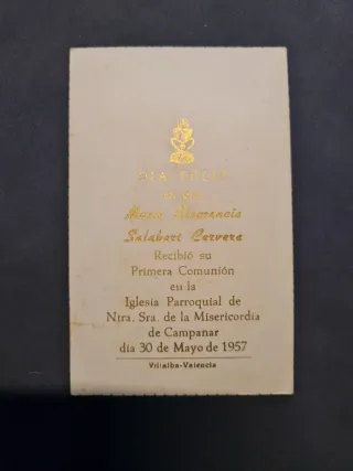 Estampa religiosa ángeles Sagrada Comunión 1957