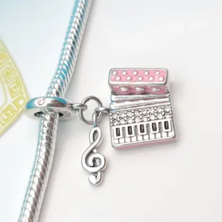 Charm Argento 925 Fisarmonica Rosa love Music