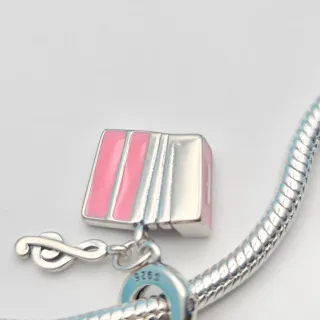 Charm Argento 925 Fisarmonica Rosa love Music