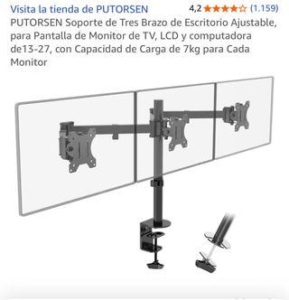 PUTORSEN Soporte 3 Monitores Escritorio