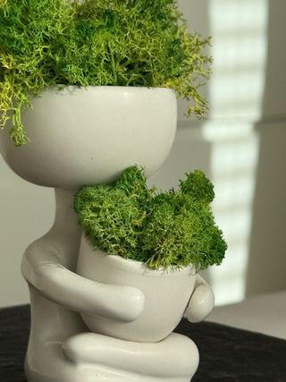 Figura de cerámica con musgo