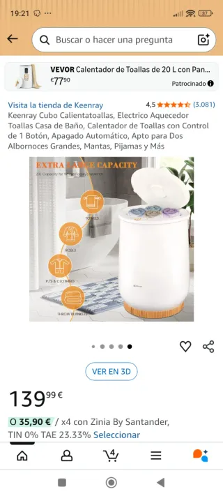 Calentador de toallas NUEVO en su caja