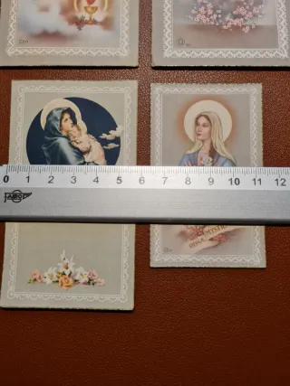 Lote 4 Tarjetas Religiosas Vírgenes y Ángeles