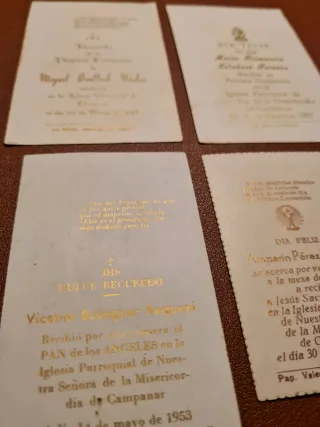 Lote 4 Tarjetas Religiosas Vírgenes y Ángeles