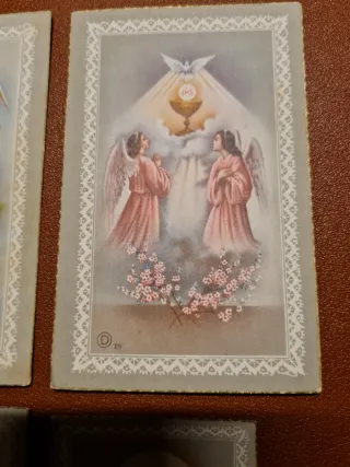 Lote 4 Tarjetas Religiosas Vírgenes y Ángeles