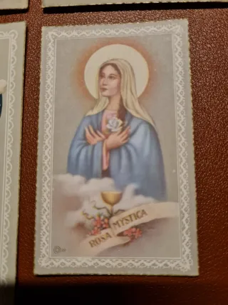 Lote 4 Tarjetas Religiosas Vírgenes y Ángeles