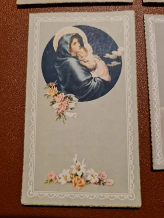 Lote 4 Tarjetas Religiosas Vírgenes y Ángeles