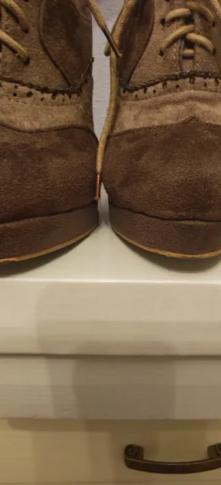 Zapatos tacón ante cordones talla 37